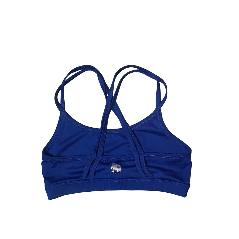Rubber Doll Womens Royal Blue‎ Strappy Cross Back Wireless Sports Bra Small